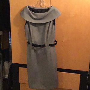 Tahari off the shoulder houndstooth belted dress